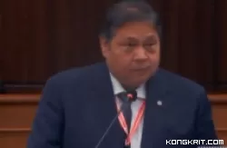 Menteri Perekonomia, AIrlangga Hartarto saat sidang MK, Jumat, 5 April 2024. (Foto: tvOneNews)