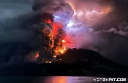 Ilustrasi erupsi GUng Api Ruang. (Foto: Tempo.co)