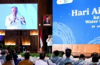 Menteri PUPR Basuki Hadimuljono saat membuka acara Peringatan Hari Air Dunia ke - 32.