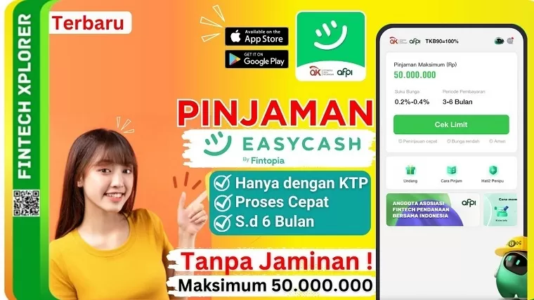 Dana Cepat 10 Menit! Pinjam Hingga Rp50 Juta Cuma Modal KTP di Easy Cash. (Foto : Dok. FinTech Xplore)