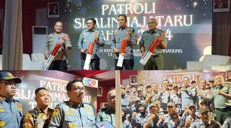 Dari kiri: Kompol Ketut Madya, Kasi Binlatbinsatpampolsus Ditbinmas Polda Jatim, Kasatpol PP Jatim Andik Fajar Tjahjono, Kasatpol PP Tulungagung Sony Welli Ahmadi, Letkol Inf Budi Santoso, S.Pd. -- Pabandya Wanwil Sterdam V/Brawijaya