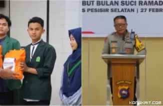 Polres Pesisir Selatan Gelar Baksos Polri Presisi, Bagikan Sembako untuk Mahasiswa dan Warga