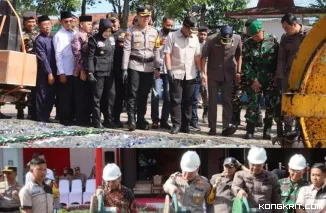 Ribuan Botol BB miras dan ratusan BB knalpot brong dimusnahkan dalam apel gelar pasukan operasi Ketupat Semeru 2025