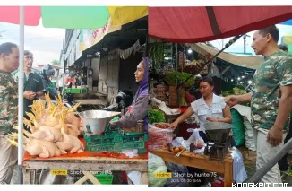 Wabup Tulungagung, Ahmad Baharudin didampingi Ka UPT Pasar Disperindag Tulungagung monitoring harga sejumlah komoditas bahan pokok di pasar Ngemplak