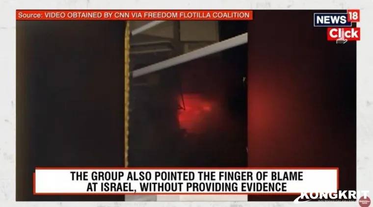 BLOKADE ISRAEL - Tangkap layar YouTube CNN-News18 pada 2 Mei 2025, memperlihatkan laporan kapal bantuan yang terbakar di Malta. Kapal tersebut membawa bantuan kemanusiaan untuk Gaza.