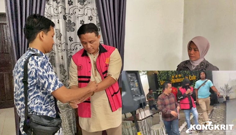 Penangkapan dua orang pelaku terlibat kasus korupsi terkait pembangunan gedung produksi tahun 2019 di Dinas Koperasi Usaha Kecil Menengah dan Perdagangan di Kecamatan Sitiung, Kabupaten Dharmasraya. Foto: Dok. Istimewa.