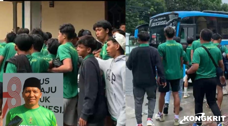 Tim Perseta 1970 saat berangkat ke Pare Kediri Insert : Ketua Askab PSSI Tulungagung Ahmad Baharudin