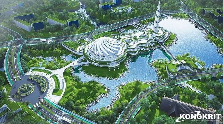 Desain Masjid Negara IKN Nusantara tampak dari atas