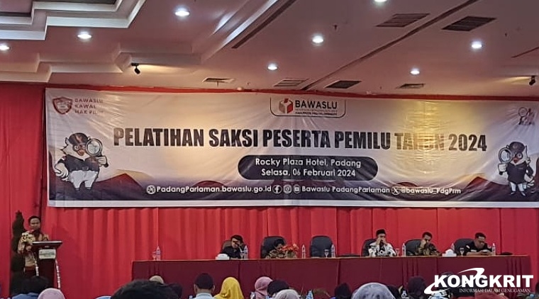 Pelatihan Saksi dari Bawaslu Padang Pariaman, Selasa (6/2/2024) di Hotel Rocky Plaza Padang