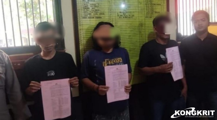 Tiga orang tersangka penggelapan mobil diamankan anggota Satreskrim Polres Tulungagung