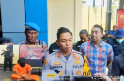 Kapolres Tulungagung saat diwawancarai awak media  konferensi pers di depan Mapolres setempat. Insert: Tersangka SD.