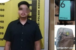 Tersangka SRP saat diamankan di Polsek Kedungwaru