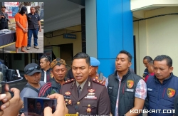 Kapolres Tulungagung didampingi Kasat Reskrim saat diwawancarai sejumlah awak media usai Press Rilis.  (Insert : Tersangka DAR)
