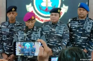 Komandan Lantamal VI Makassar, Brigjen TNI (Mar) Andi Rahmat melakukan jumpa pers (Foto: Dok Istimewa)