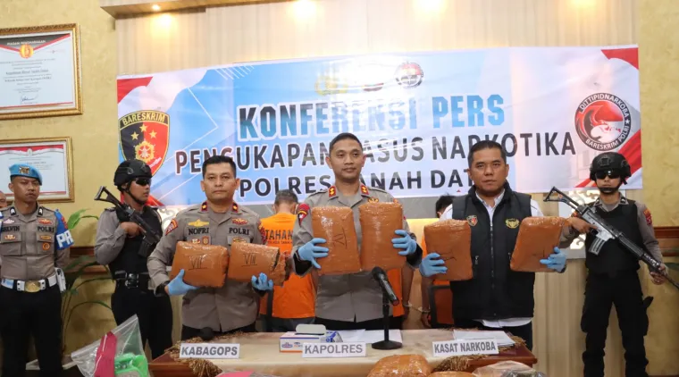 Polres Tanah Datar Tangkap 3 Pelaku, Sita 13 Kg Ganja Siap Edar
