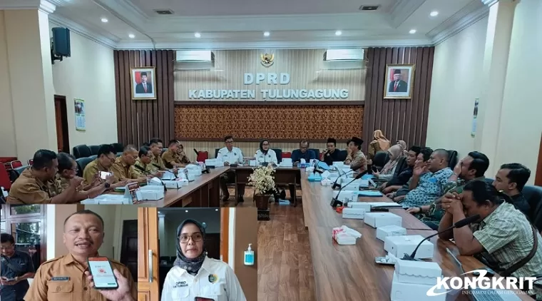 Suasana hearing di ruang aspirasi DPRD Tulungagung. (insert: Kadispertan Suyanto dan Ketua Komisi B DPRD Tulungagung Susilowati)