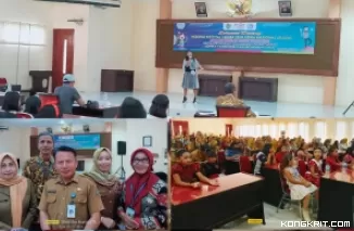 Dinas Pendidikan Kabupaten Tulungagung menggelar FLS2N. (Insert : Suharni, M.Pd., MM, (tengah) saat diwawancarai awak media dan para peserta lomba FLS2N)