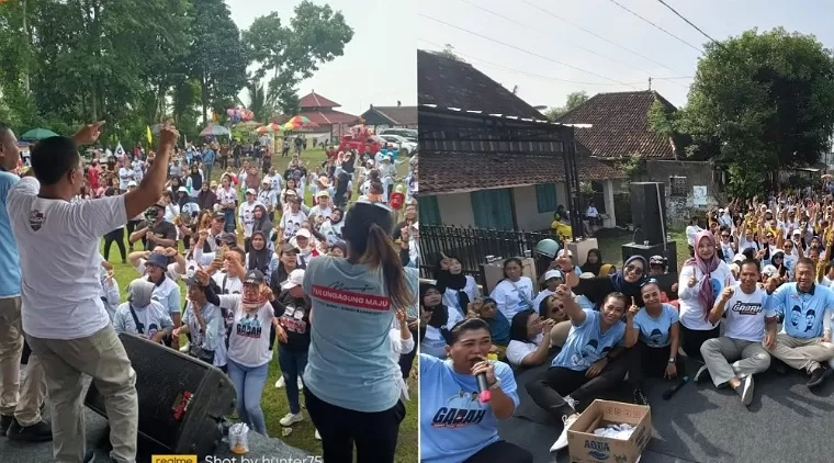 Paslon GaBah saat hadiri acara senam bareng di Desa Balerejo dan Tugu