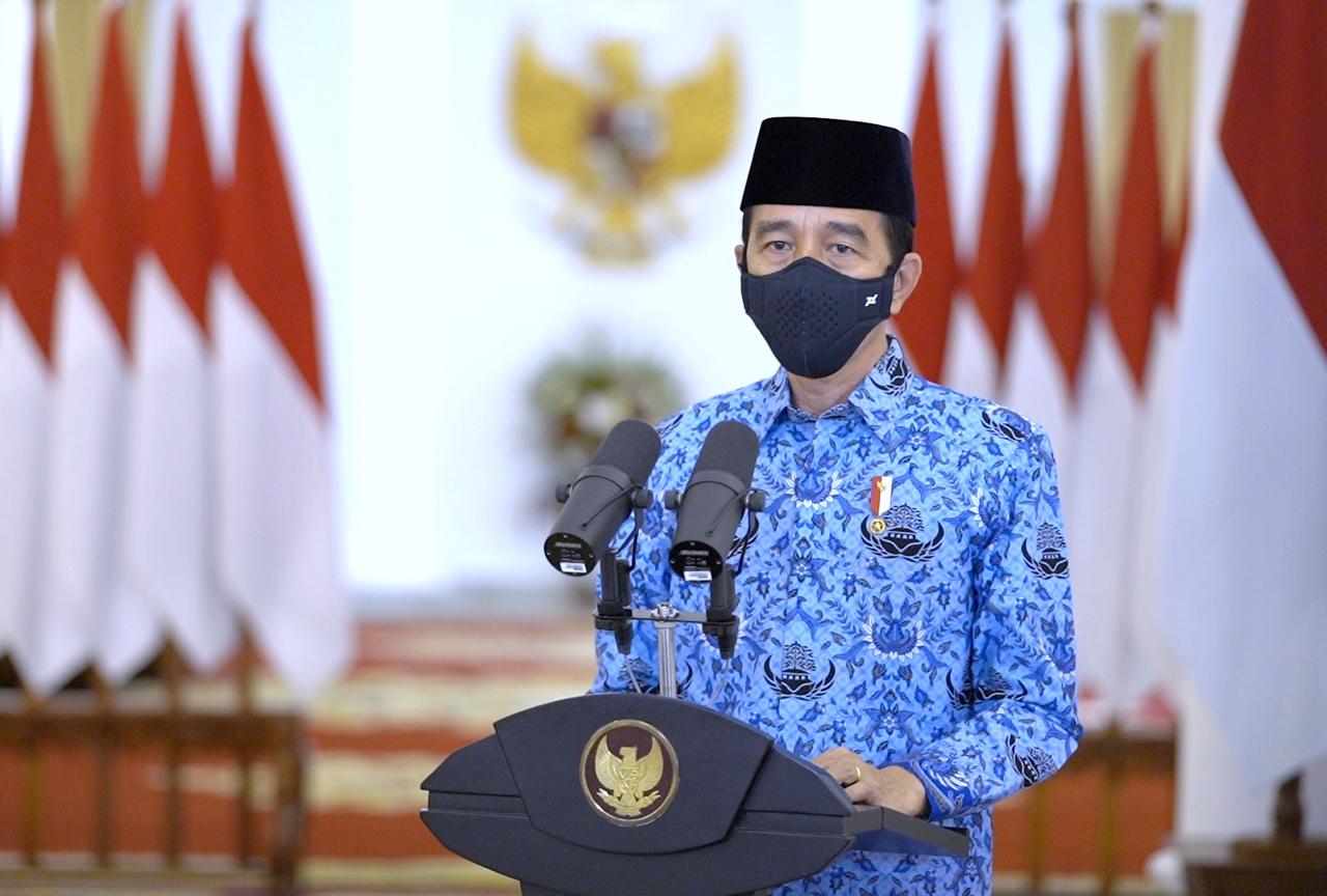 Presiden RI Joko Widodo (Jokowi) saat memberikan pidato Hari Guru Nasional 2020 | Halonusa
