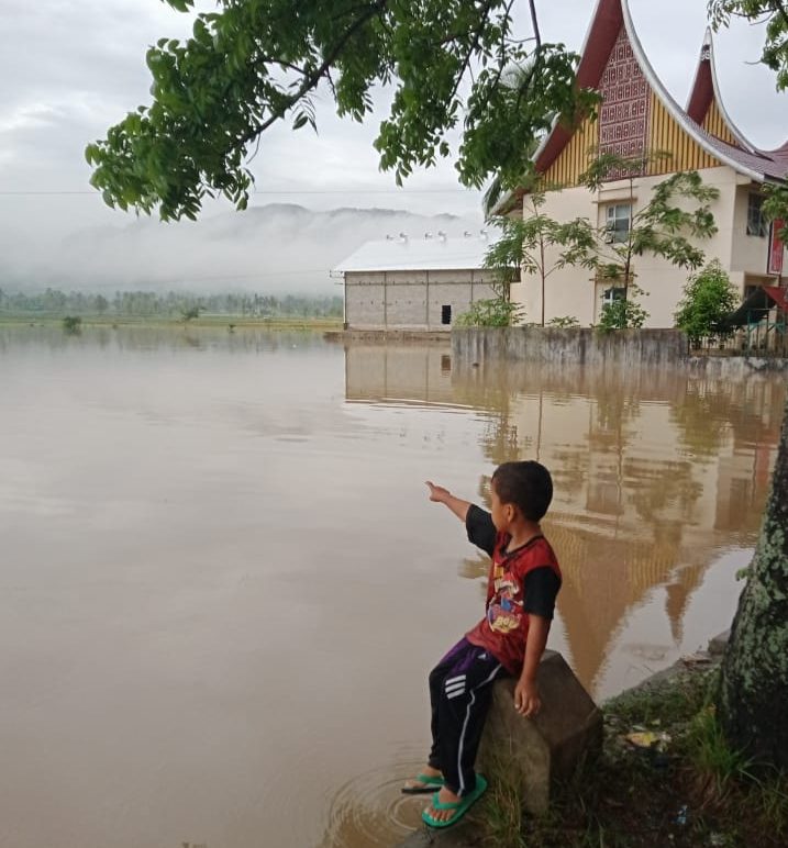 Luapan sungai di Kota Solok merendam petak sawah di Nagari Koto Baru, Kecamatan Kubung, Kota Solok Sumbar, Selasa (12/1/2021) | PMS/Int/Halonusa.com