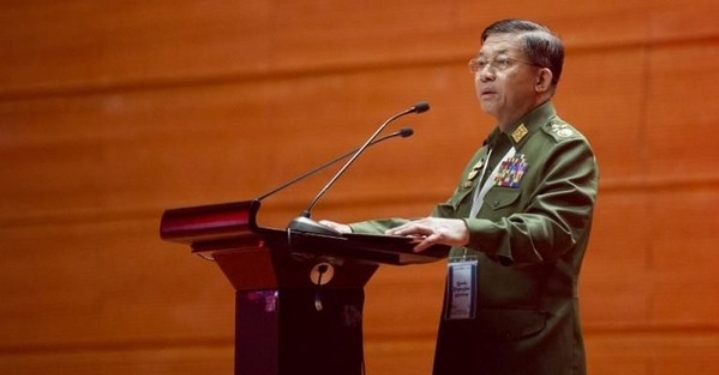 Militer Myanmar mengumumkan kekuasaan kepada Jenderal Senior Min Aung Hlaing | AFP/Ye Aung Thu