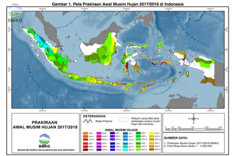 Ilustrasi peta tentang musim hujan di Indonesia (foto: kompas)