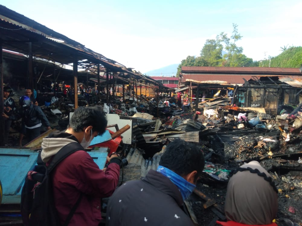 Sejumlah petak kios yang terbakar di Pasar Bawah Bukittinggi. (Foto: Dok. Polres Bukittinggi)