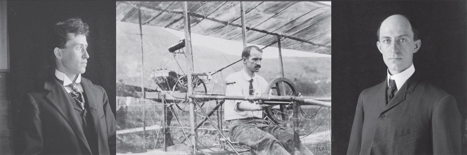 Orville dan Wilbur Wright dan Glenn Curtiss (tengah). (Foto:repro &quot;Birdmen&quot; karya Lawrence Goldstone)