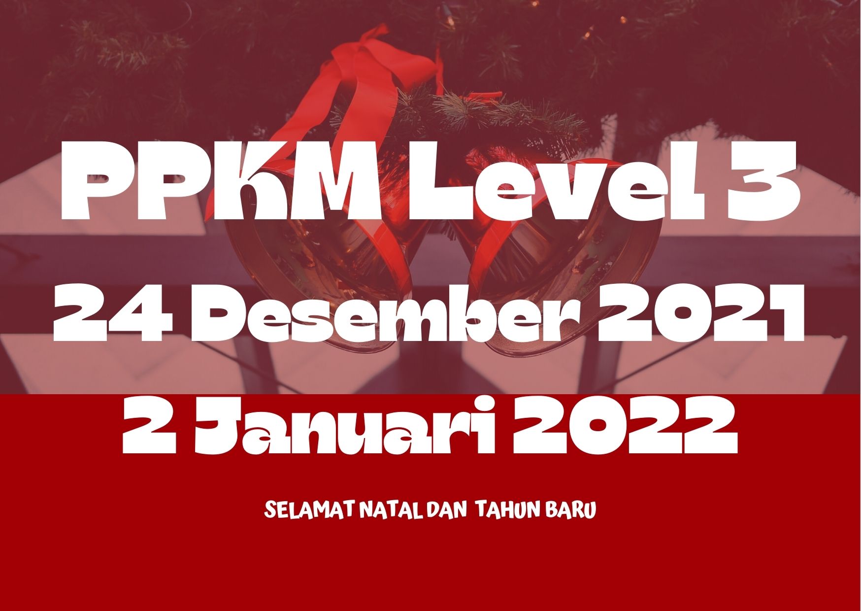  Pemberlakuan Pembatasan Kegiatan Masyarakat (PPKM) Level 3 di Indonesia, mulai diberlakukan Rabu, 24 Desember 2021 hingga 2 Januari 2022.