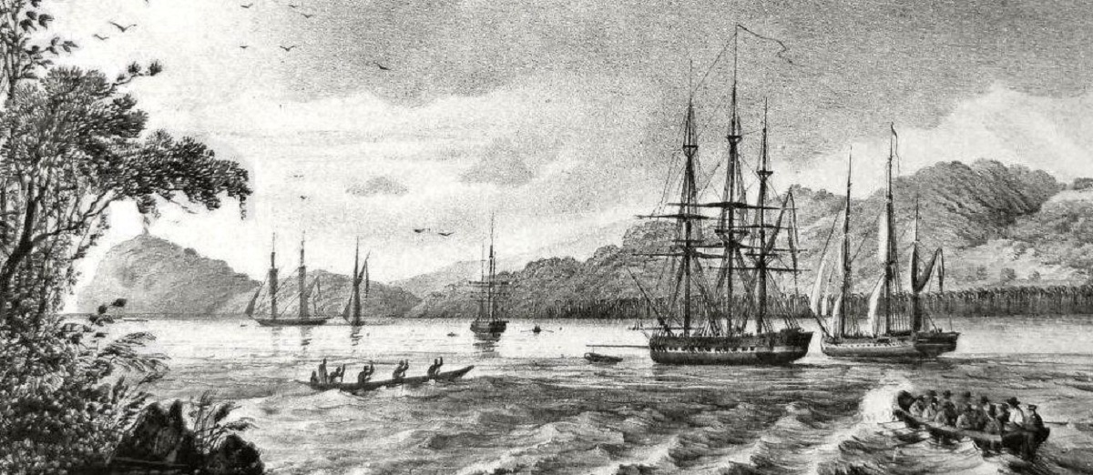 Sketsa pelabuhan Padang karya Charles van de Velde, sekitar tahun 1843-1845. (Tropenmuseum/Wikimedia Commons).