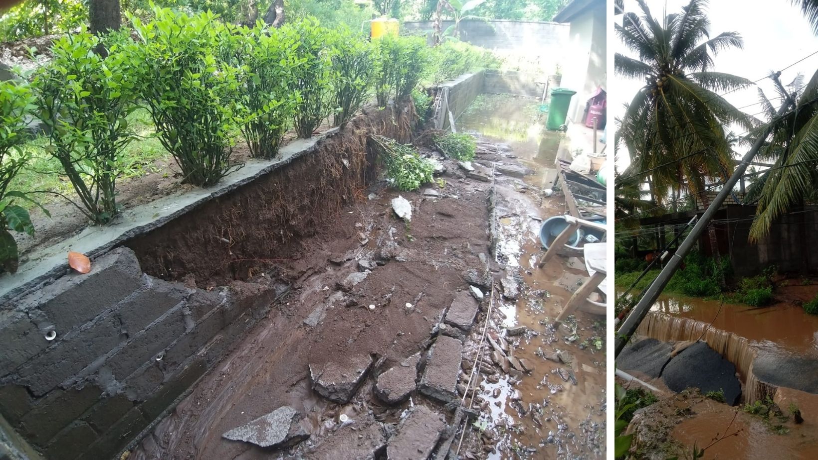 Kolase foto di Desa Ped, Kecamatan Nusa Penida, Kabupaten Klungkung, Bali saat diterjang banjir bandang, sejumlah fasilitas milik warga rusak berat termasuk jembatan kecil akses jalan dari Desa Ped ke Desa Sampalan, Selasa (14/12/2021) | Abdul Latif/Diver