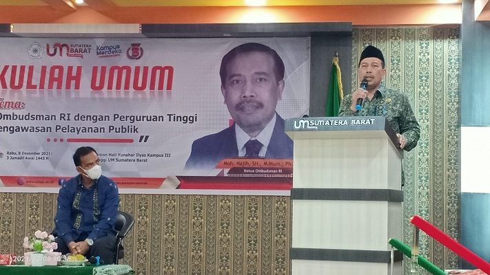 Kuliah umum Ketua Ombudsman RI, Mohmammad Najih di Kota Bukittinggi. (Foto: Dok. Ombudsman Sumbar)