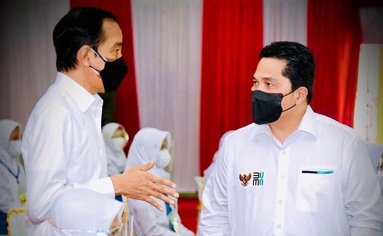Mentri BUMN Erick Tohir bersama Presiden RI, Joko Widodo