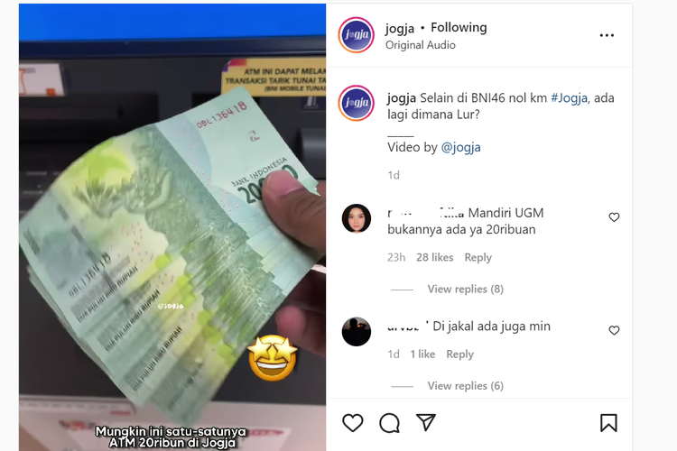 Viral Pecahan 20 Ribu di Mesin ATM Yogyakarta, BNI Jawab