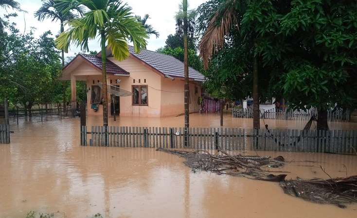 Ilustrasi Sejumlah rumah terendam banjir do Aceh Jaya, Senin (10/1/2022). (Foto: Dok. BPBK Aceh Jaya)