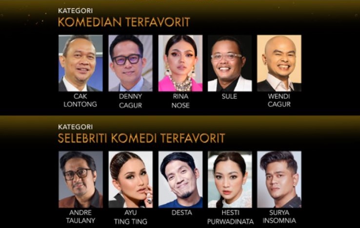 Daftar nomine dan nominasi Indonesian Comedy Awards 2023. (Foto: GTV)