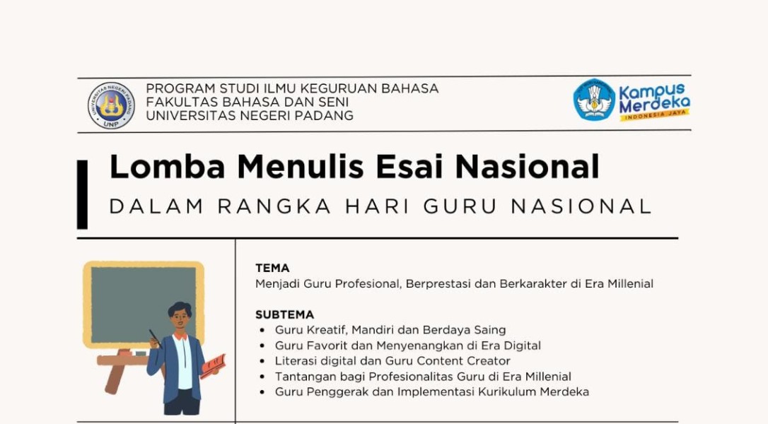 Lomba menulis esai nasional dalam rangka hari guru nasional. (Foto: Istimewa)