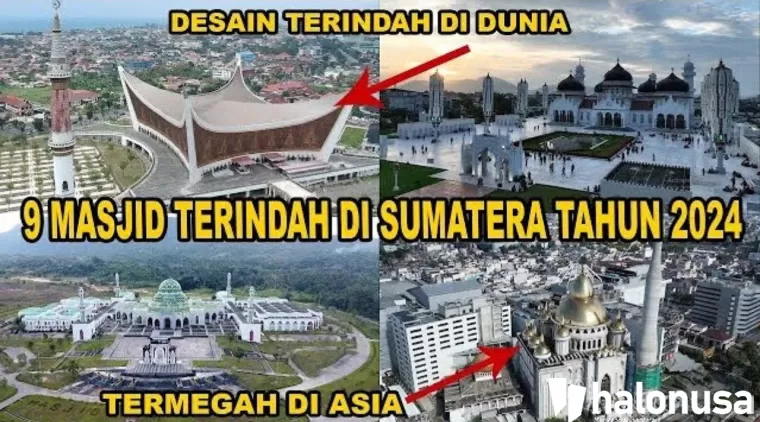 Deretan masjid termegah di Sumatera 2024. (Foto: Youtube Creative Hamdi)