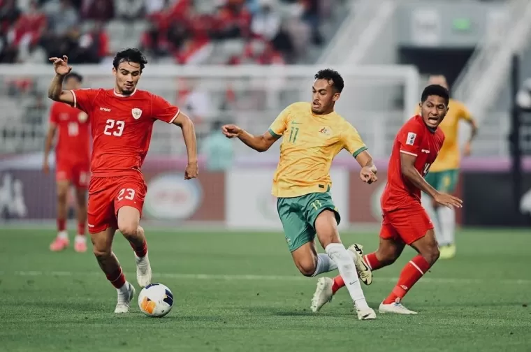 Nathan Tjoe-A-On saat laga Timnas Indonesia U23 menghadapi Australia (Foto: Instagram Nathan Tjoe-A-On )