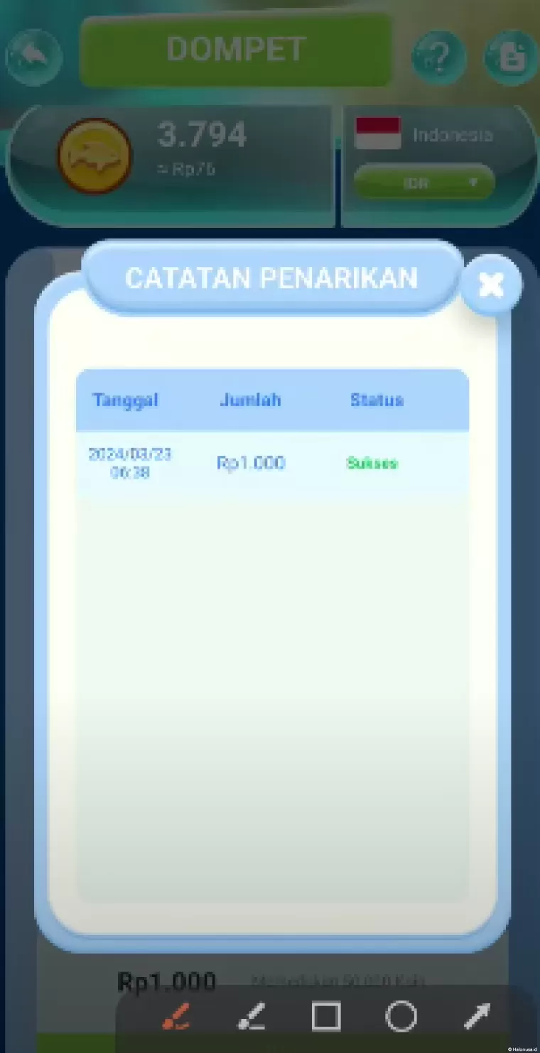 Bukti penarikan aplikasi penghasil uang Cookie Crave (foto: Youtuber Jadi Berkah)