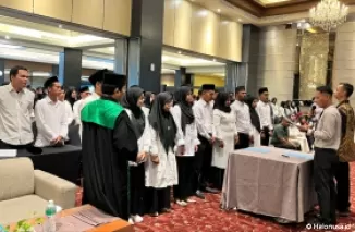 Pelantikan PTPS Kecamatan Kuranji dalam mengawasi PSU DPD Sumbar. (Foto: Halonusa.id)
