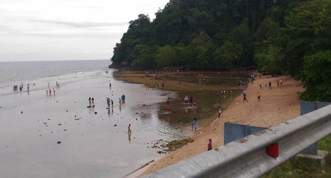 Foto Pinggir Jalan Dekat Pantai Pessel Juga Ramai Pengunjung