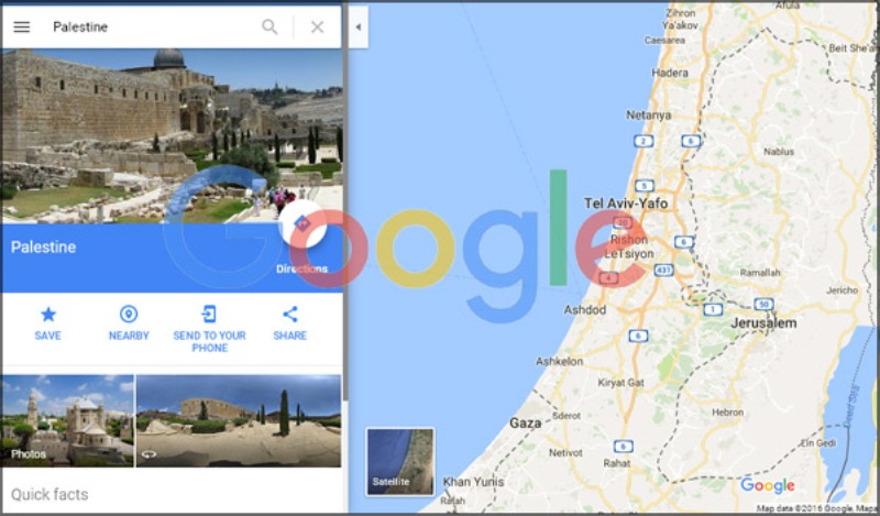 Foto Google Ganti Palestina dengan Israel di Peta
