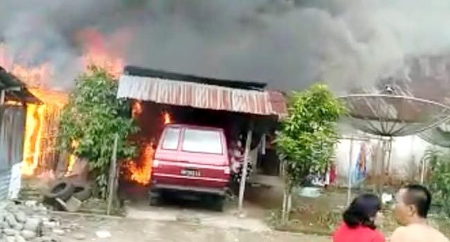 Foto Sebagian Besar Penghuni Asrama Brimob yang Terbakar Tugas di Papua