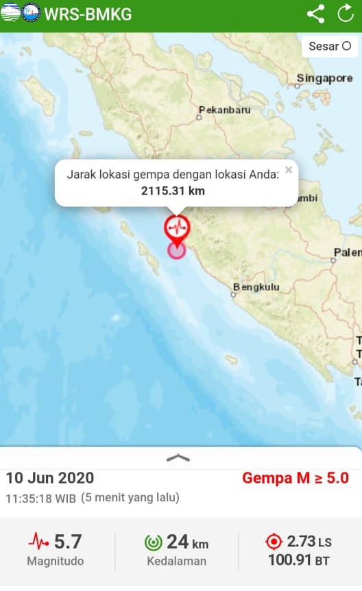 Foto Gempa M 5,7 Kagetkan Warga Padang