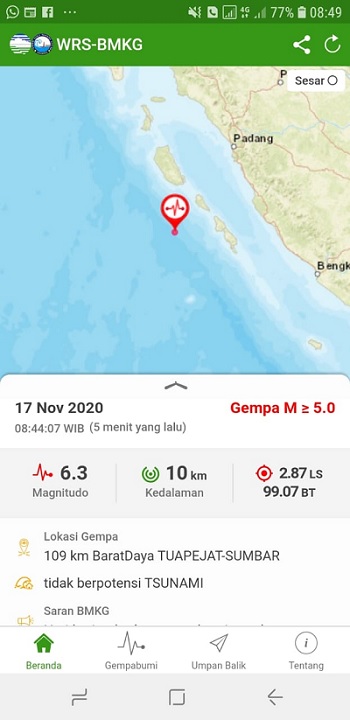 Foto Gempa M6.3 Terjadi di Padang