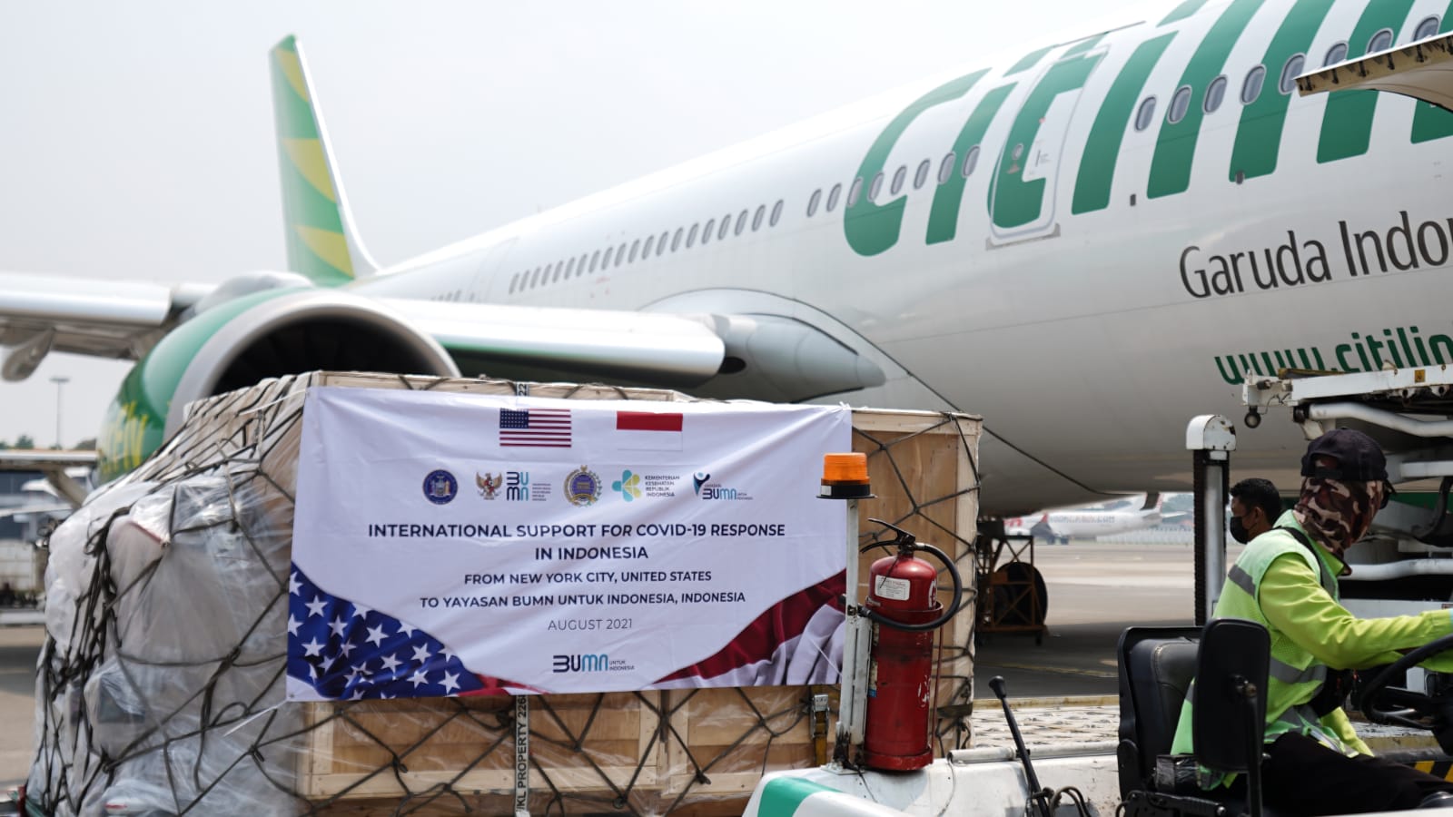 Foto Bawa Alat Kesehatan, Citilink Terbang Langsung dari Amerika ke Indonesia 