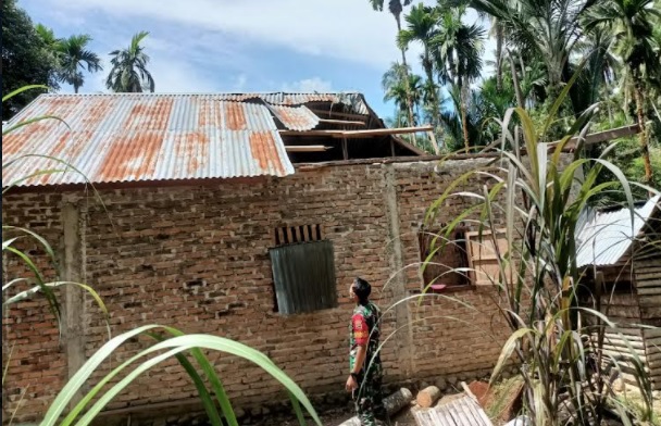 Foto Satu Rumah di Korong Mudiak Air Padang Pariaman Tertimpa Pohon Tumbang