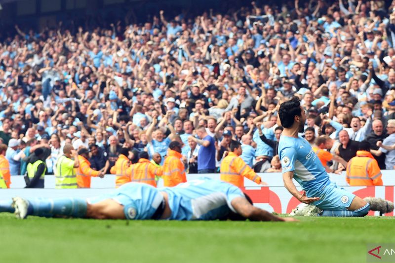 Foto Manchester City Juara Liga Inggris Usai Tekuk Aston Villa 3-2