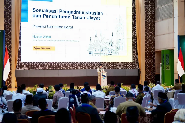 Menteri Nusron mengatakan pendaftaran tanah ulayat di Sumstra Barat bukti Negara hadir untuk melindungi Hak Masyarakat Hukum Adat. (ist)